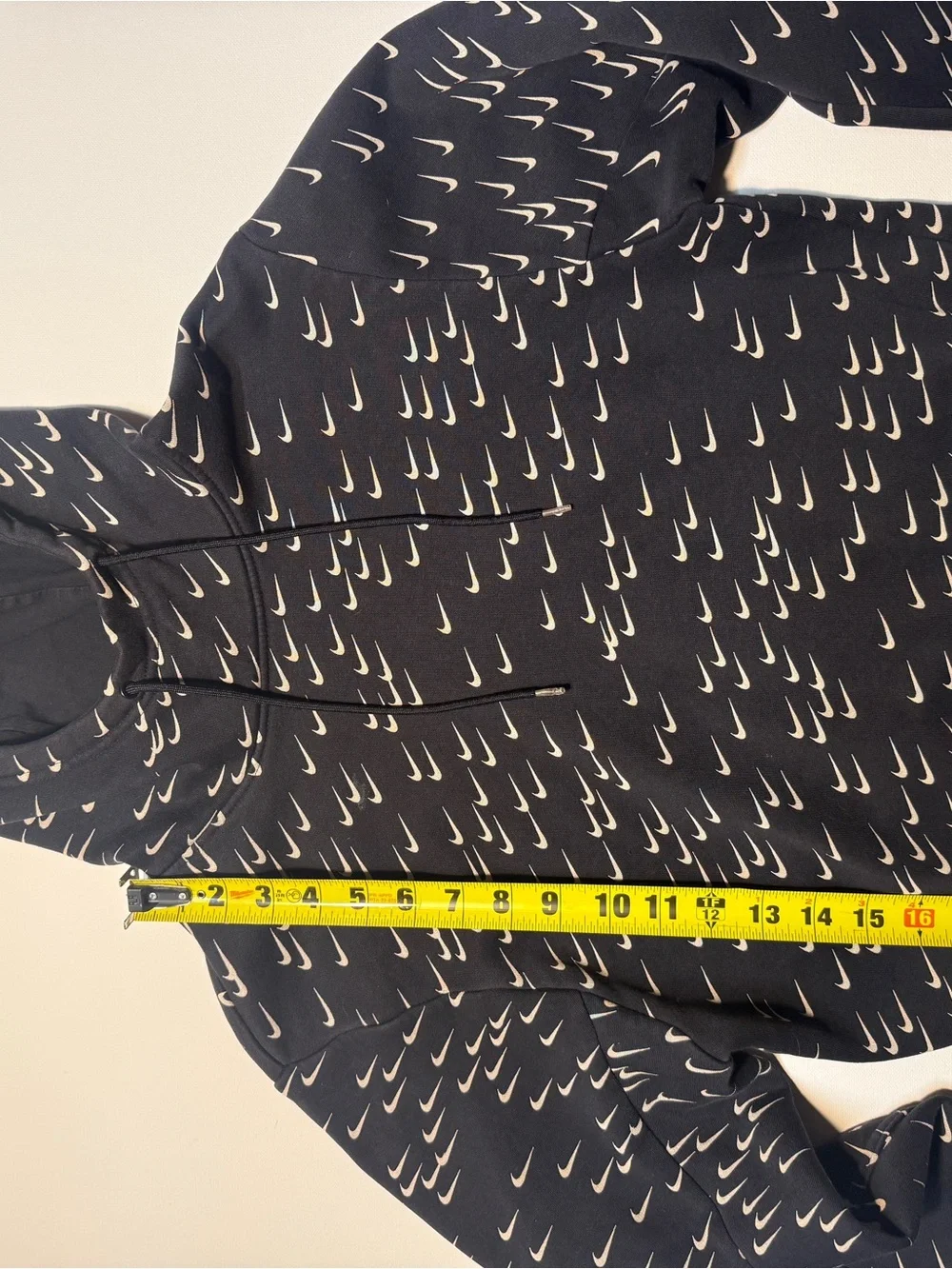 Nike‎ Black Hoodie with Repeating White Swoosh Print